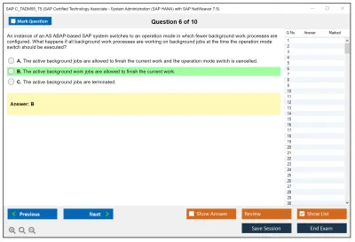 SAP C_TADM55_75 SAP Certified Technology Associate - System Administration (SAP HANA) with SAP NetWeaver 7.5 Practice test exam simulator test engine exam Prep practice test questions answers Image 6