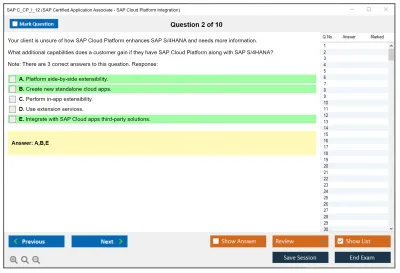 SAP C_CP_I_12 SAP Certified Application Associate - SAP Cloud Platform Integration Practice test exam simulator test engine exam Prep practice test questions answers Image 2