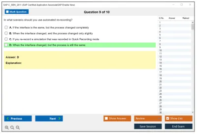 SAP C_SEN_2011 SAP Certified Application AssociateSAP Enable Now Practice test exam simulator test engine exam Prep practice test questions answers Image 9