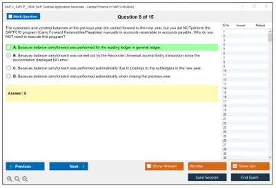 SAP C_S4FCF_1909 SAP Certified Application Associate - Central Finance in SAP S/4HANA Practice test exam simulator test engine exam Prep practice test questions answers Image 8