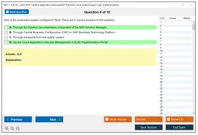 SAP C_S4CSC_2208 SAP Certified Application AssociateSAP S/4HANA Cloud (public)Supply Chain Implementation Practice test exam simulator test engine exam Prep practice test questions answers Image 4