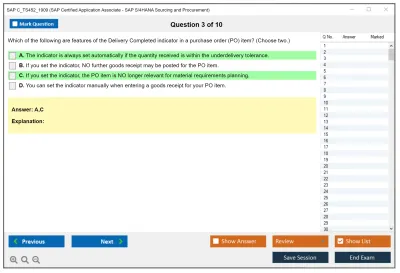 SAP C_TS452_1909 SAP Certified Application Associate - SAP S/4HANA Sourcing and Procurement Practice test exam simulator test engine exam Prep practice test questions answers Image 3