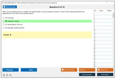 RSA 050-SEPROGRC-01 RSA Certified SE Professional in Governance, Risk and Compliance Practice test exam simulator test engine exam Prep practice test questions answers Image 8