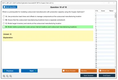 SAP C_IBP_2211 SAP Certified Application AssociateSAP IBP for Supply Chain (2211) Practice test exam simulator test engine exam Prep practice test questions answers Image 10