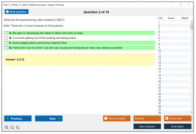 SAP C_THINK_01 SAP Certified Associate - Design Thinking Practice test exam simulator test engine exam Prep practice test questions answers Image 2