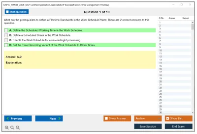 SAP C_THR94_2205 SAP Certified Application AssociateSAP SuccessFactors Time Management 1H/2022 Practice test exam simulator test engine exam Prep practice test questions answers Image 1