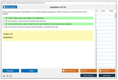 SAP C_SEN_2011 SAP Certified Application AssociateSAP Enable Now Practice test exam simulator test engine exam Prep practice test questions answers Image 5
