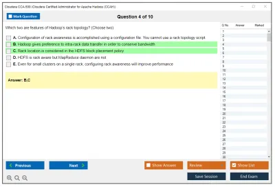 Cloudera CCA-500 Cloudera Certified Administrator for Apache Hadoop (CCAH) Practice test exam simulator test engine exam Prep practice test questions answers Image 4