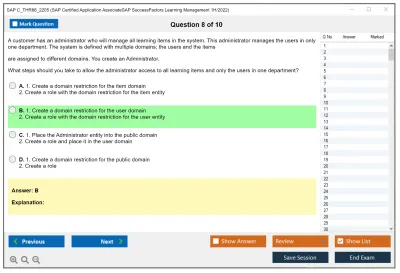 SAP C_THR88_2205 SAP Certified Application AssociateSAP SuccessFactors Learning Management 1H/2022 Practice test exam simulator test engine exam Prep practice test questions answers Image 8