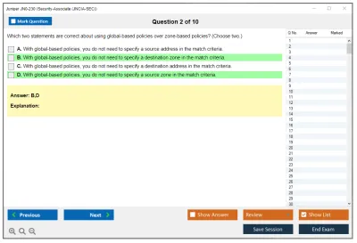 Juniper JN0-230 Security-Associate (JNCIA-SEC) Practice test exam simulator test engine exam Prep practice test questions answers Image 2