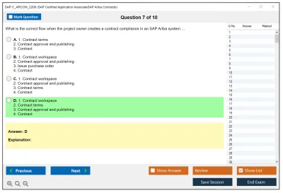 SAP C_ARCON_2208 SAP Certified Application AssociateSAP Ariba Contracts Practice test exam simulator test engine exam Prep practice test questions answers Image 7