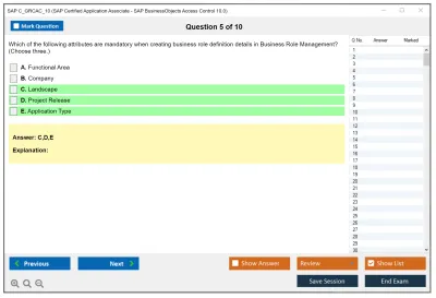 SAP C_GRCAC_10 SAP Certified Application Associate - SAP BusinessObjects Access Control 10.0 Practice test exam simulator test engine exam Prep practice test questions answers Image 5