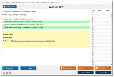 SAP C_TS452_1909 SAP Certified Application Associate - SAP S/4HANA Sourcing and Procurement Practice test exam simulator test engine exam Prep practice test questions answers Image 5