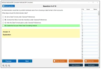 NetSuite NetSuite-ERP-Consultant NetSuite ERP Consultant Practice test exam simulator test engine exam Prep practice test questions answers Image 6