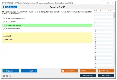 SAP C_THR84_2205 SAP Certified Application AssociateSAP SuccessFactors Recruiting: Candidate Experience 1H/2022 Practice test exam simulator test engine exam Prep practice test questions answers Image 6