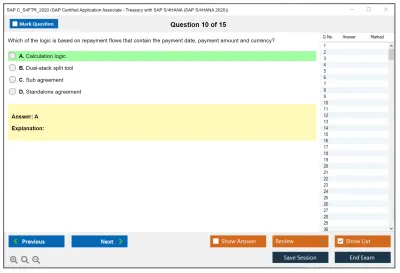 SAP C_S4FTR_2020 SAP Certified Application Associate - Treasury with SAP S/4HANA (SAP S/4HANA 2020) Practice test exam simulator test engine exam Prep practice test questions answers Image 10