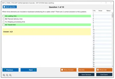 SAP C_TS460_1709 SAP Certified Application Associate - SAP S/4HANA Sales Upskilling Practice test exam simulator test engine exam Prep practice test questions answers Image 1