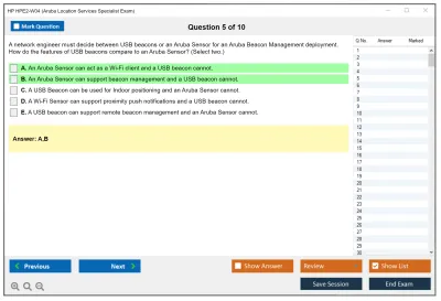 HP HPE2-W04 Aruba Location Services Specialist Exam Practice test exam simulator test engine exam Prep practice test questions answers Image 5