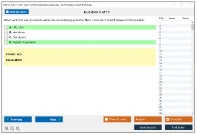 SAP C_SACP_2221 SAP Certified Application Associate - SAP Analytics Cloud: Planning Practice test exam simulator test engine exam Prep practice test questions answers Image 5