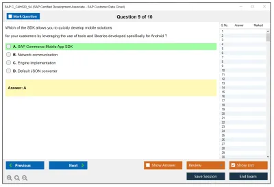 SAP C_C4H620_94 SAP Certified Development Associate - SAP Customer Data Cloud Practice test exam simulator test engine exam Prep practice test questions answers Image 9
