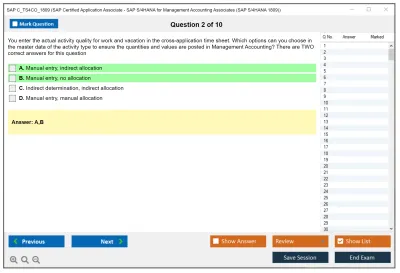 SAP C_TS4CO_1809 SAP Certified Application Associate - SAP S/4HANA for Management Accounting Associates (SAP S/4HANA 1809) Practice test exam simulator test engine exam Prep practice test questions answers Image 2
