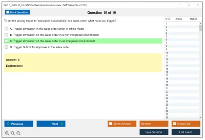 SAP C_C4H410_01 SAP Certified Application Associate - SAP Sales Cloud 1911 Practice test exam simulator test engine exam Prep practice test questions answers Image 10