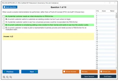 RSA 050-SEPROGRC-01 RSA Certified SE Professional in Governance, Risk and Compliance Practice test exam simulator test engine exam Prep practice test questions answers Image 1