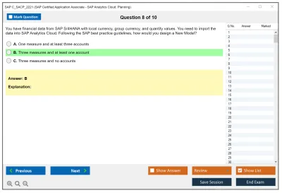 SAP C_SACP_2221 SAP Certified Application Associate - SAP Analytics Cloud: Planning Practice test exam simulator test engine exam Prep practice test questions answers Image 8