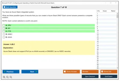 Microsoft 70-537 Configuring and Operating a Hybrid Cloud with Microsoft Azure Stack Practice test exam simulator test engine exam Prep practice test questions answers Image 7