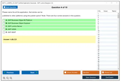 SAP C_LUMIRA_23 SAP Certified Application Associate - SAP Lumira Designer 2.3 Practice test exam simulator test engine exam Prep practice test questions answers Image 4