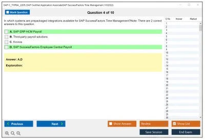 SAP C_THR94_2205 SAP Certified Application AssociateSAP SuccessFactors Time Management 1H/2022 Practice test exam simulator test engine exam Prep practice test questions answers Image 4