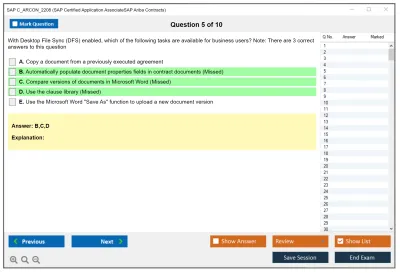 SAP C_ARCON_2208 SAP Certified Application AssociateSAP Ariba Contracts Practice test exam simulator test engine exam Prep practice test questions answers Image 5