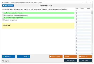 SAP C_HANADEV_15 SAP Certified Development Associate - SAP HANA 2.0 SPS03 Practice test exam simulator test engine exam Prep practice test questions answers Image 3