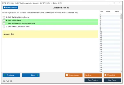 SAP E_BW4HANA_13 SAP Certified Application Specialist - SAP BW/4HANA 1.0 (Edition 2017) Practice test exam simulator test engine exam Prep practice test questions answers Image 3
