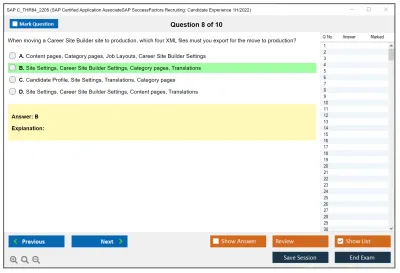 SAP C_THR84_2205 SAP Certified Application AssociateSAP SuccessFactors Recruiting: Candidate Experience 1H/2022 Practice test exam simulator test engine exam Prep practice test questions answers Image 8