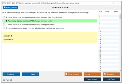 SAP C_S4CPS_2208 SAP Certified Application AssociateSAP S/4HANA Cloud (public)Professional Services Implementation Practice test exam simulator test engine exam Prep practice test questions answers Image 7