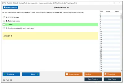SAP C_TADM55_75 SAP Certified Technology Associate - System Administration (SAP HANA) with SAP NetWeaver 7.5 Practice test exam simulator test engine exam Prep practice test questions answers Image 9