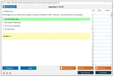 SAP C_THR92_1908 SAP Certified Application Associate - SAP SuccessFactors Reporting Q3/2019 Practice test exam simulator test engine exam Prep practice test questions answers Image 7