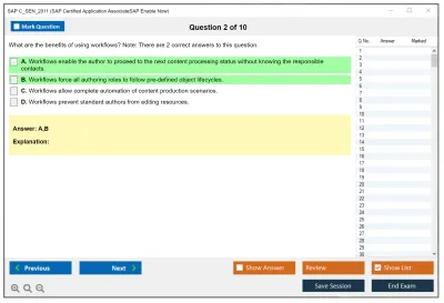 SAP C_SEN_2011 SAP Certified Application AssociateSAP Enable Now Practice test exam simulator test engine exam Prep practice test questions answers Image 2