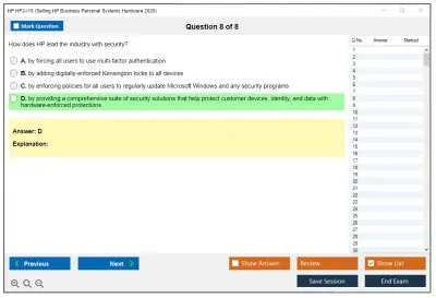 HP HP2-I15 Selling HP Business Personal Systems Hardware 2020 Practice test exam simulator test engine exam Prep practice test questions answers Image 8