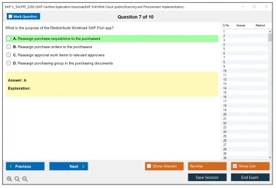 SAP C_S4CPR_2208 SAP Certified Application AssociateSAP S/4HANA Cloud (public)Sourcing and Procurement Implementation Practice test exam simulator test engine exam Prep practice test questions answers Image 7
