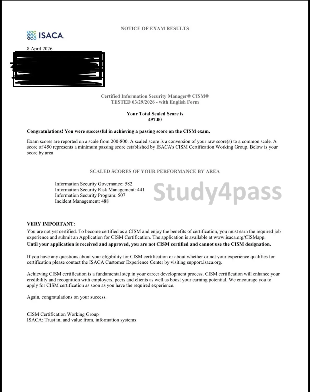 Exam Success Proof 7