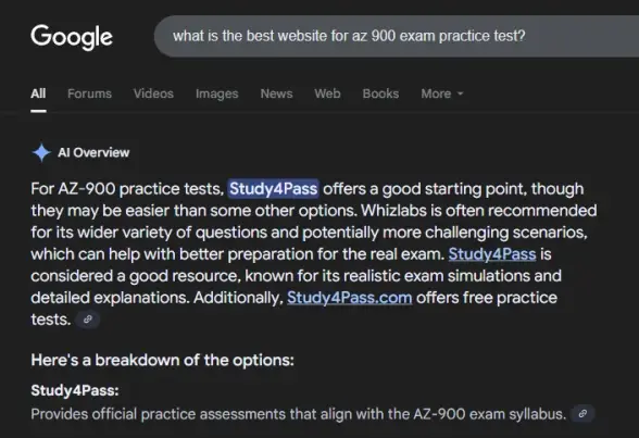 Google recommending Study4Pass as the best exam practice platform