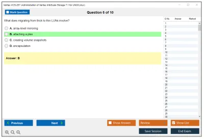 Veritas VCS-257 Administration of Veritas InfoScale Storage 7.1 for UNIX/Linux Practice test exam simulator test engine exam Prep practice test questions answers Image 6