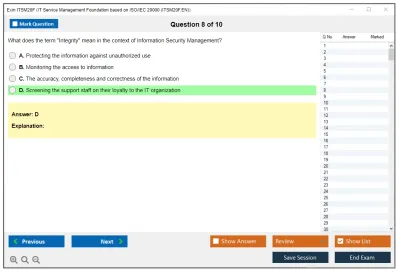 Exin ITSM20F IT Service Management Foundation based on ISO/IEC 20000 (ITSM20F.EN) Practice test exam simulator test engine exam Prep practice test questions answers Image 8