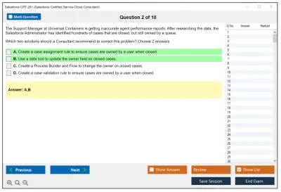 Salesforce CRT-261 Salesforce Certification Preparation for Service Cloud Consultant Practice test exam simulator test engine exam Prep practice test questions answers Image 2