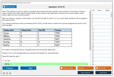 Microsoft 70-744 Securing Windows Server 2016 Practice test exam simulator test engine exam Prep practice test questions answers Image 15