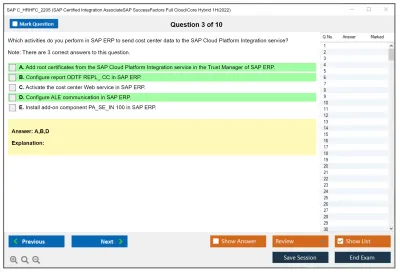 SAP C_HRHFC_2205 SAP Certified Integration AssociateSAP SuccessFactors Full Cloud/Core Hybrid 1H/2022 Practice test exam simulator test engine exam Prep practice test questions answers Image 3