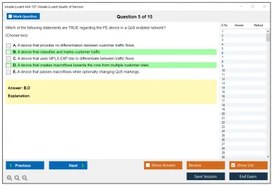 Alcatel-Lucent 4A0-107 Nokia Quality of Service Practice test exam simulator test engine exam Prep practice test questions answers Image 5