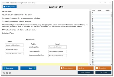 Microsoft MS-740 Troubleshooting Microsoft Teams Practice test exam simulator test engine exam Prep practice test questions answers Image 1